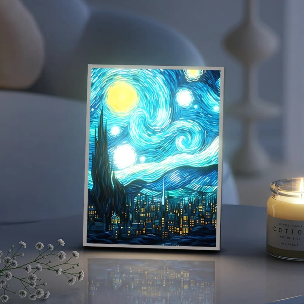 Luce notturna stellata Van Gogh - Lampada artistica per decorazioni per ambienti a LED, Lampara de Noche per camera da letto/soggiorno