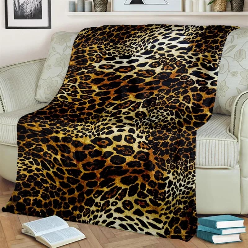 Coperta serie con stampa a righe leopardate selvagge 3D, coperta morbida per la casa, camera da letto, divano letto, picnic, viaggio, ufficio, coperta per bambini