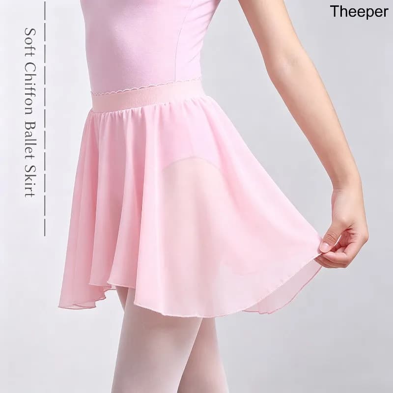 Gonna da balletto in chiffon con elastico in vita, fluida e velata, accessorio da ballo per bambini, per allenamento professionale, spettacoli teatrali e pratica quotidiana.