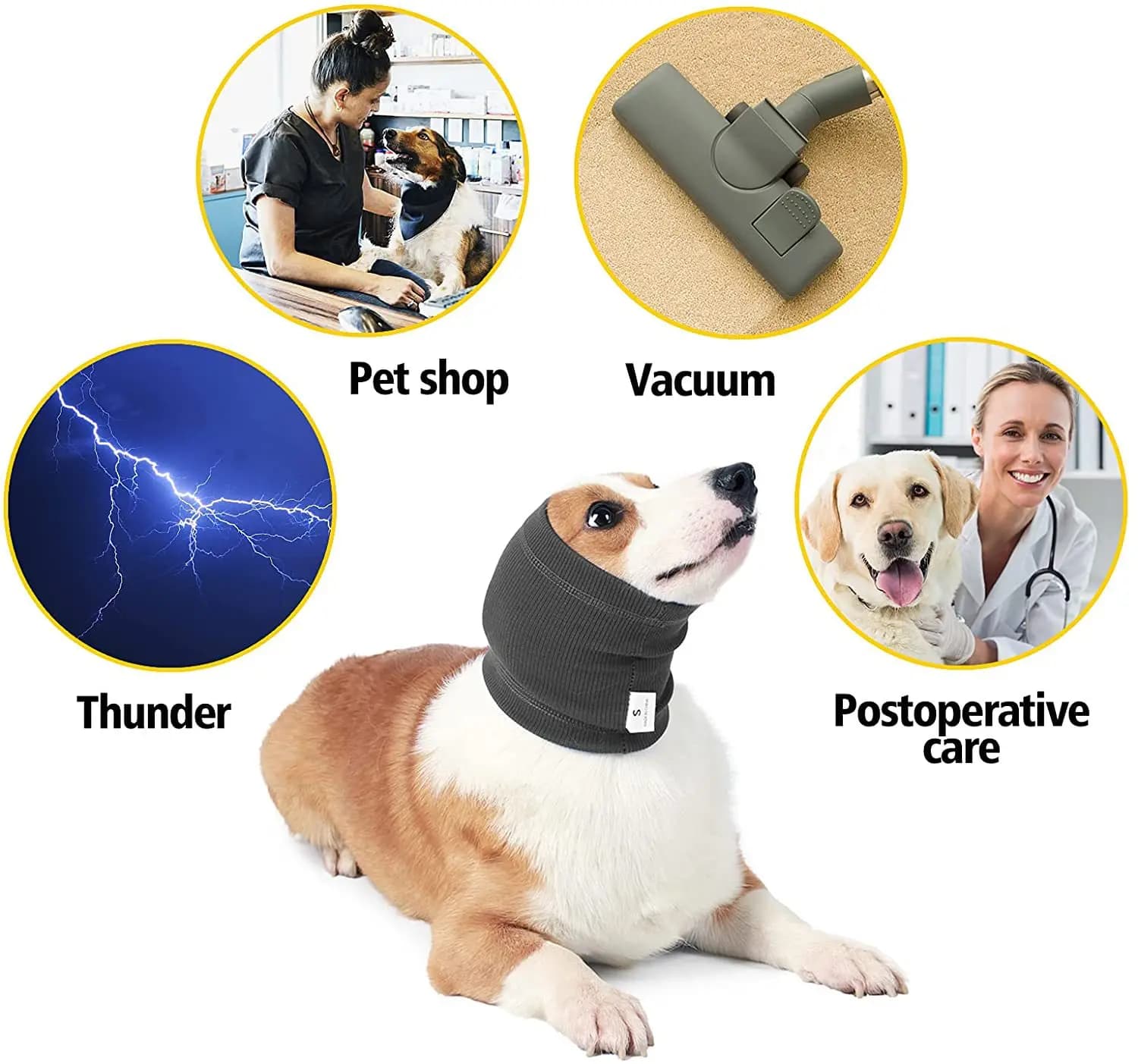 Cuffie antirumore per toelettatura cani e gatti, orecchie per animali domestici, antirumore, lavabili, altamente elastiche, riduzione della pressione, cuffia lenitiva per orecchie per cani, sciarpa per cani