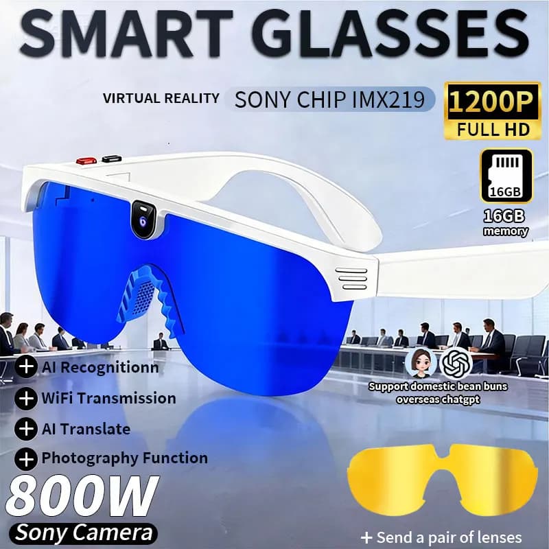 Occhiali intelligenti LIGE con fotocamera da 8MP, polarizzati, con IA, registrazione video 1200P, foto, chiamate, traduzione, per uomo, ciclismo, guida