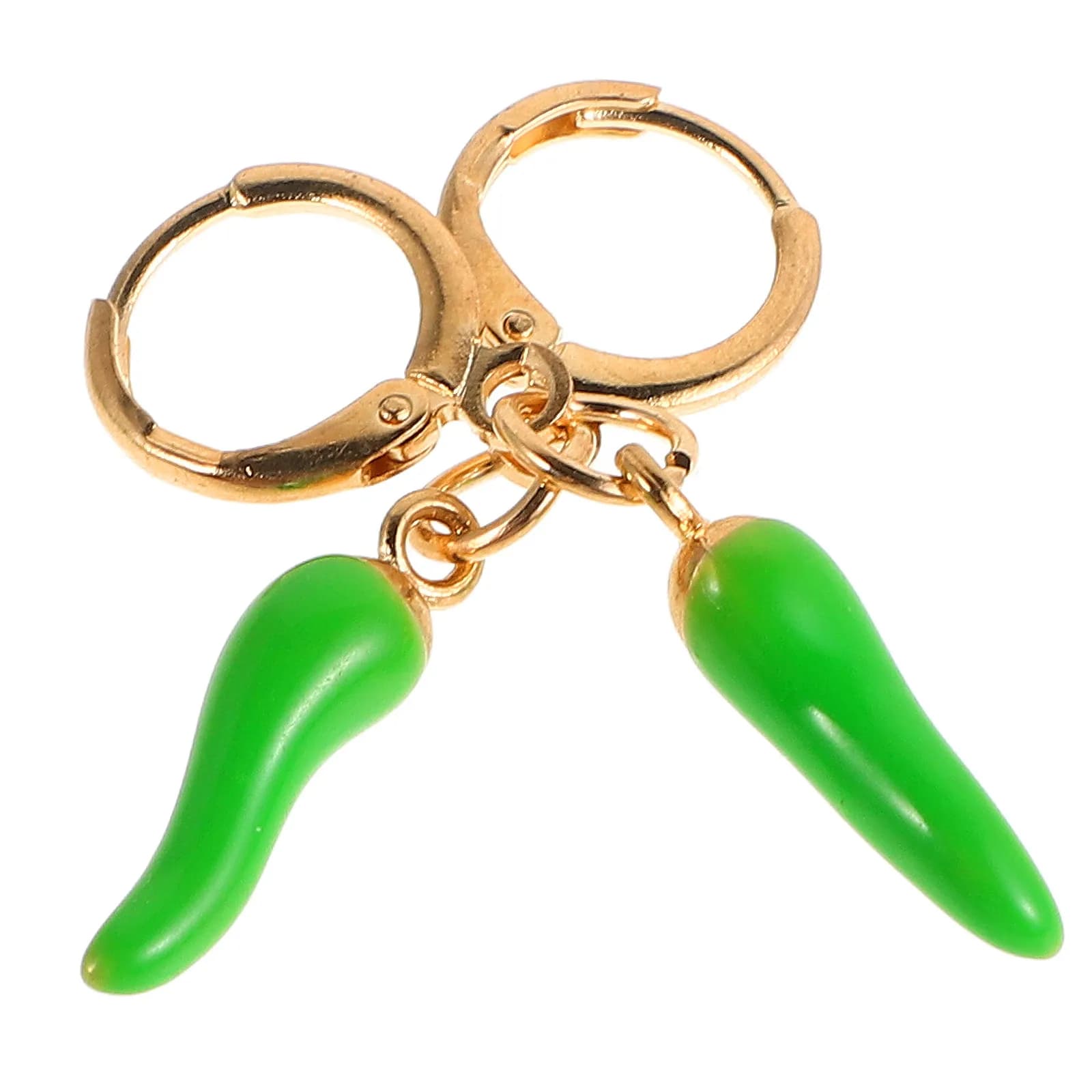 Orecchini a Cerchio Piccoli a Forma di Peperoncino, Orecchini Pendenti Verdi di Tendenza, Gioielli Originali per Donne in Stile Corno Italiano