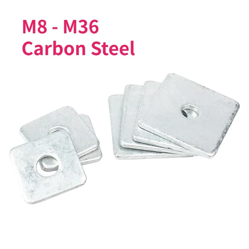 Rondelle Quadrate in Acciaio al Carbonio Zincato a Caldo/Freddo M6 M8 M10 M12 M14 M16 M18 M20 M22 M24 M27 M30 M36 per Guarnizioni di Pareti Divisorie