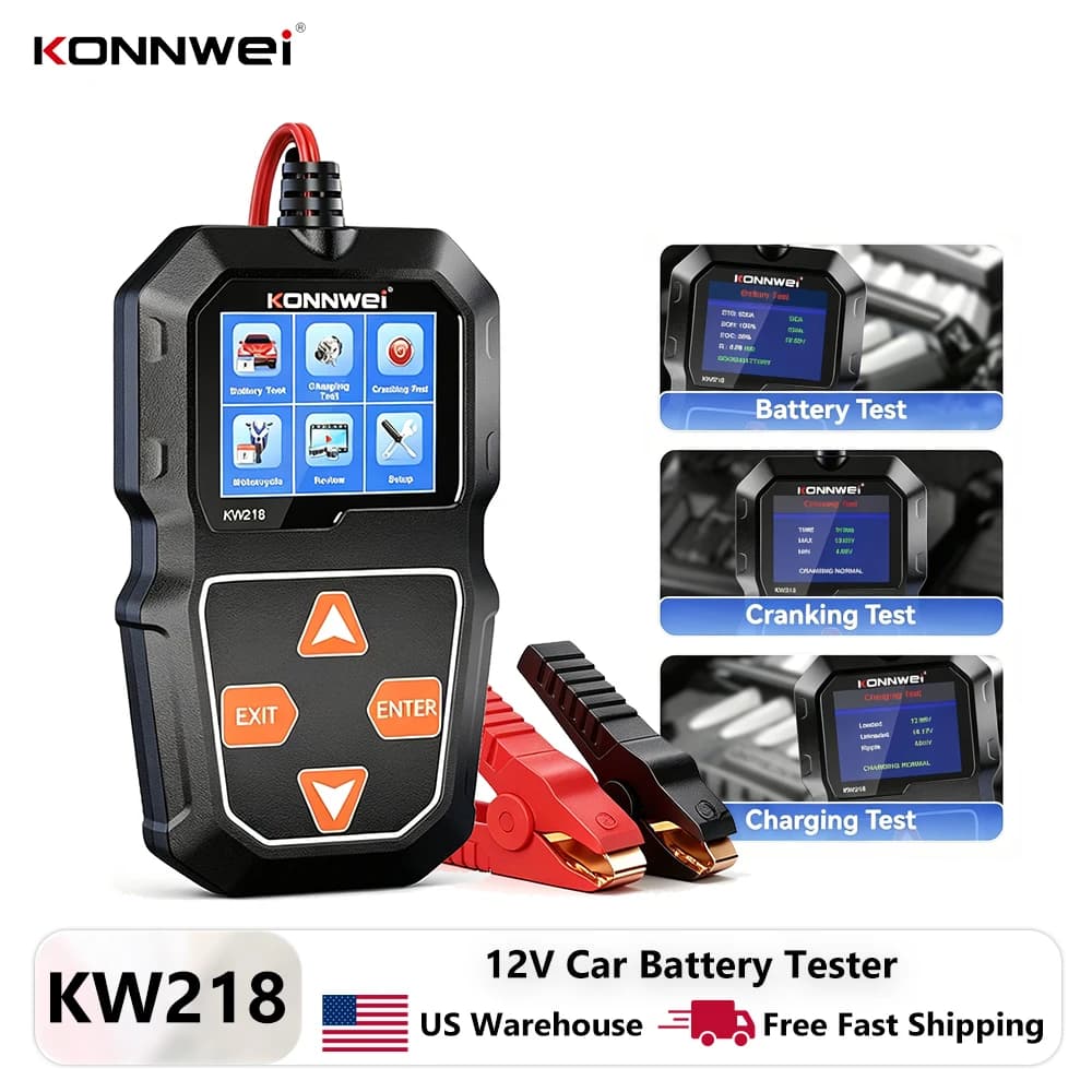 KONNWEI KW218 Tester Batteria Auto e Moto 6V 12V, Analizzatore SOH SOC, Test di Carica e Avviamento, Strumento Diagnostico Auto