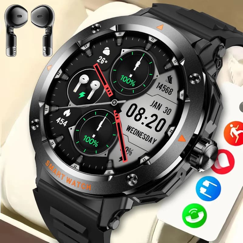 2025 Smart Watch TWS Wireless mobile NFC Call Bluetooth Man Smartwatch Cardiofrequency Monitor Play music Smartwatch Android iOS