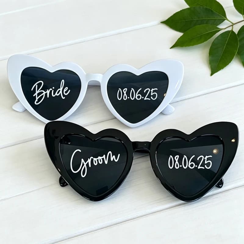 Personalized Sunglasses, Heart Shaped Sunglasses, Wedding Sunglasses, Bridesmaid Sunglasses, Custom Bachelorette Sunglasses