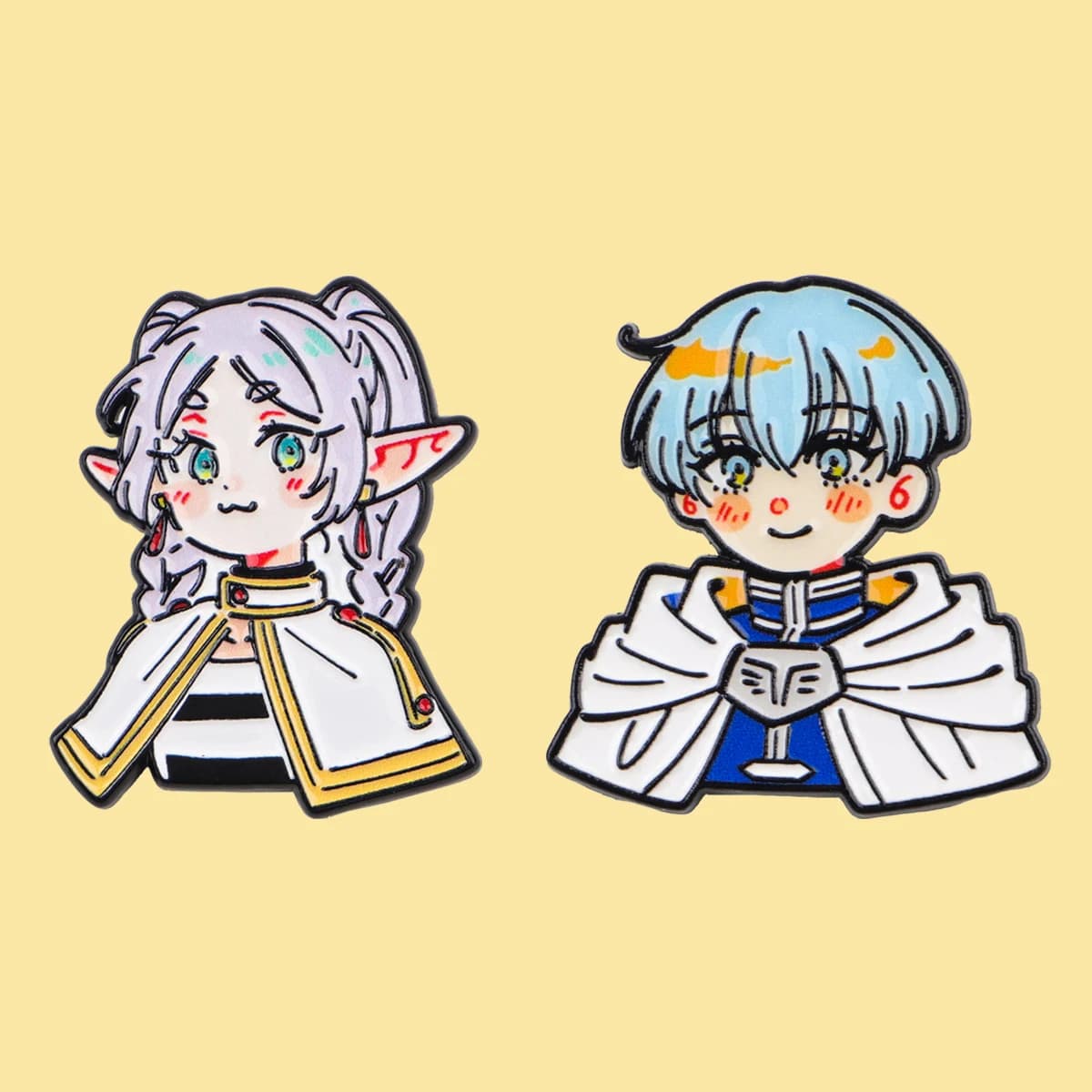 1-2pcs/Set Cute White Blue Haired Anime Elf Enamel Pin Brooch Badges Metal Denim Shirt Lapel Pin Jewelry Accessories Friend Gift