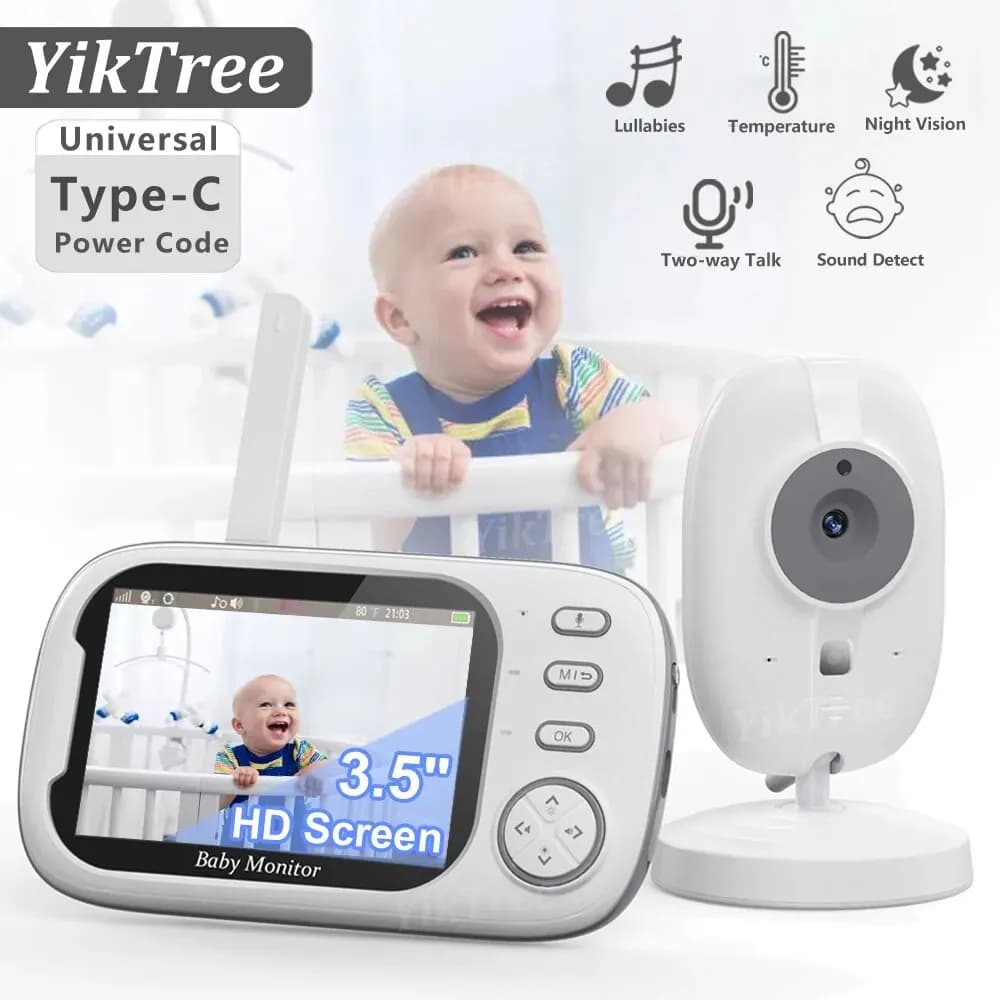 Baby monitor video wireless da 3,5 pollici Madre bambini Audio bidirezionale Baby Nanny Telecamera di sicurezza Monitoraggio della temperatura per visione notturna