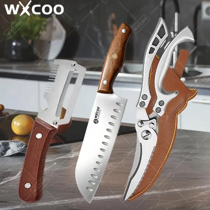 Stainless Steel Kitchen Knife Slicing Knife Multi Purpose Fruit Peeler Vegetable Cutter Kitchen Knife Scissor Chef Meat Cleaver