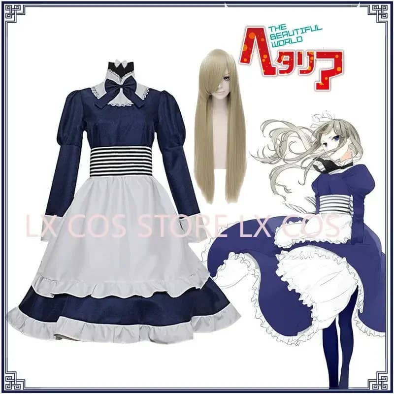 Nataliya Arlovskaya Costumi Cosplay Vestito Anime Axis Powers Hetalia Costume Cosplay Bielorussia Set Halloween Cameriera Abito grembiule
