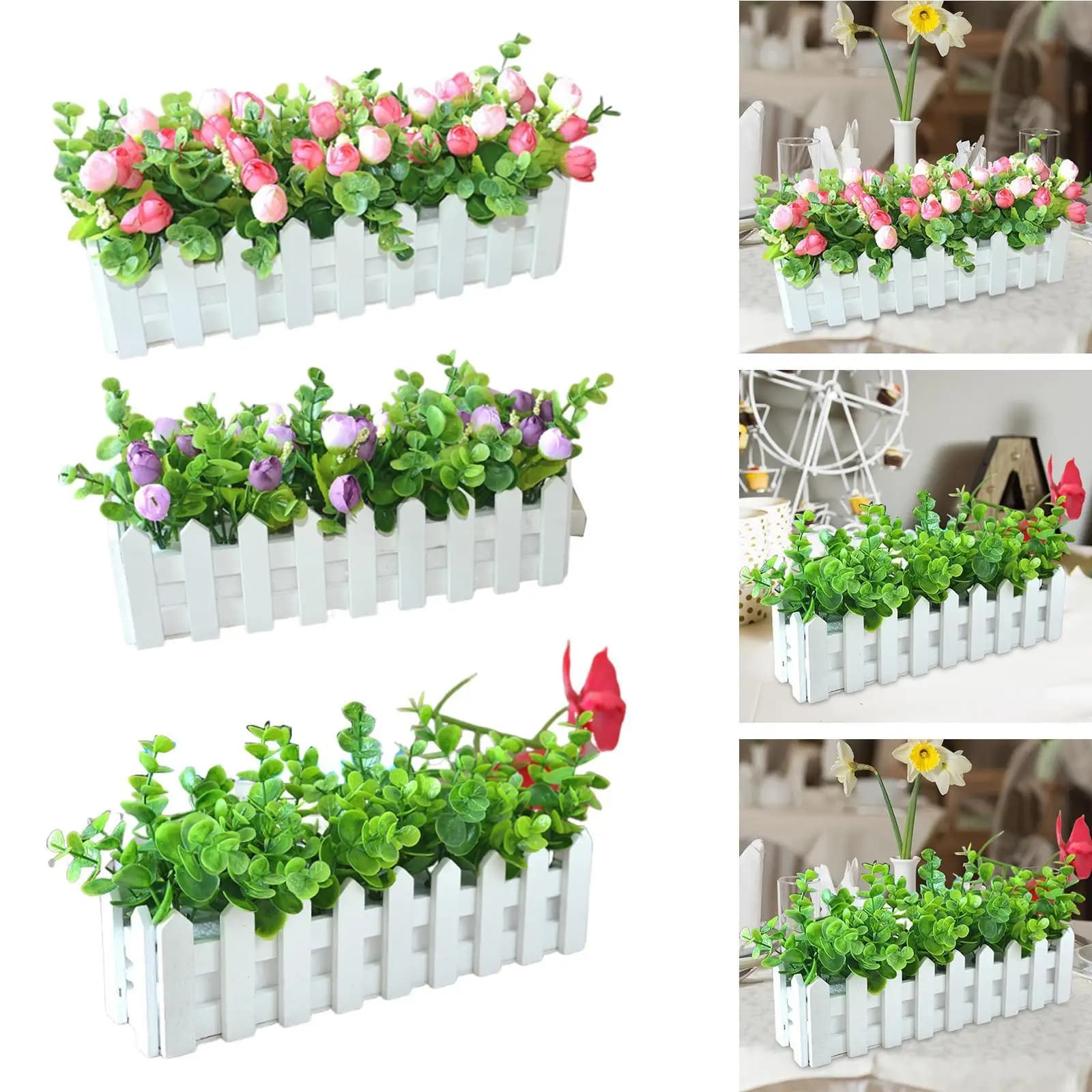Desk ornament for artificial flowers plants, elegant realistic vase layout