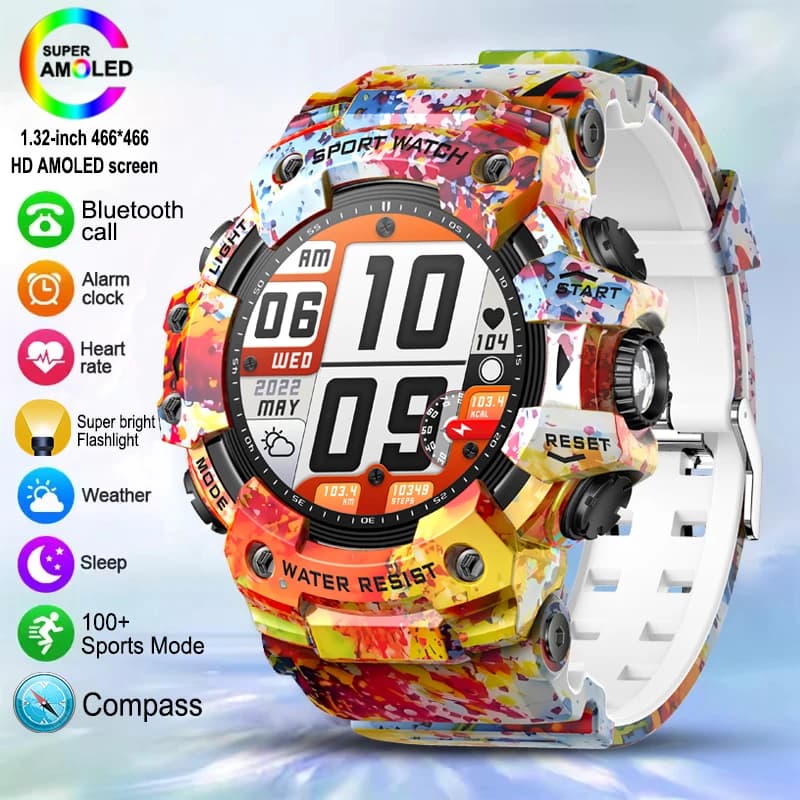 Smartwatch T-Rex 3 of Military Grade for Open Sports, Fitness watch with compass, Cardiofrequencymeter, Bluetooth HD calls, Waterproof IP68