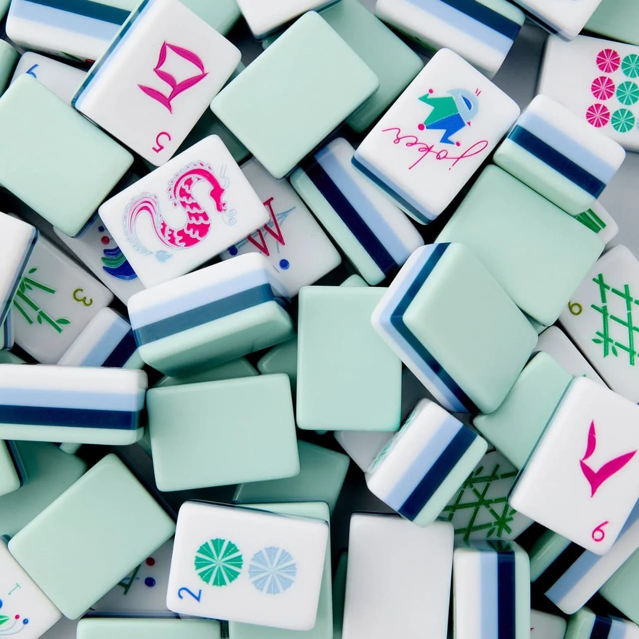 Set di Mahjong Americano in Acrilico Ciano, Tessere di Lusso in Cristallo con Borsa per il Trasporto, per Uso Domestico o Regalo