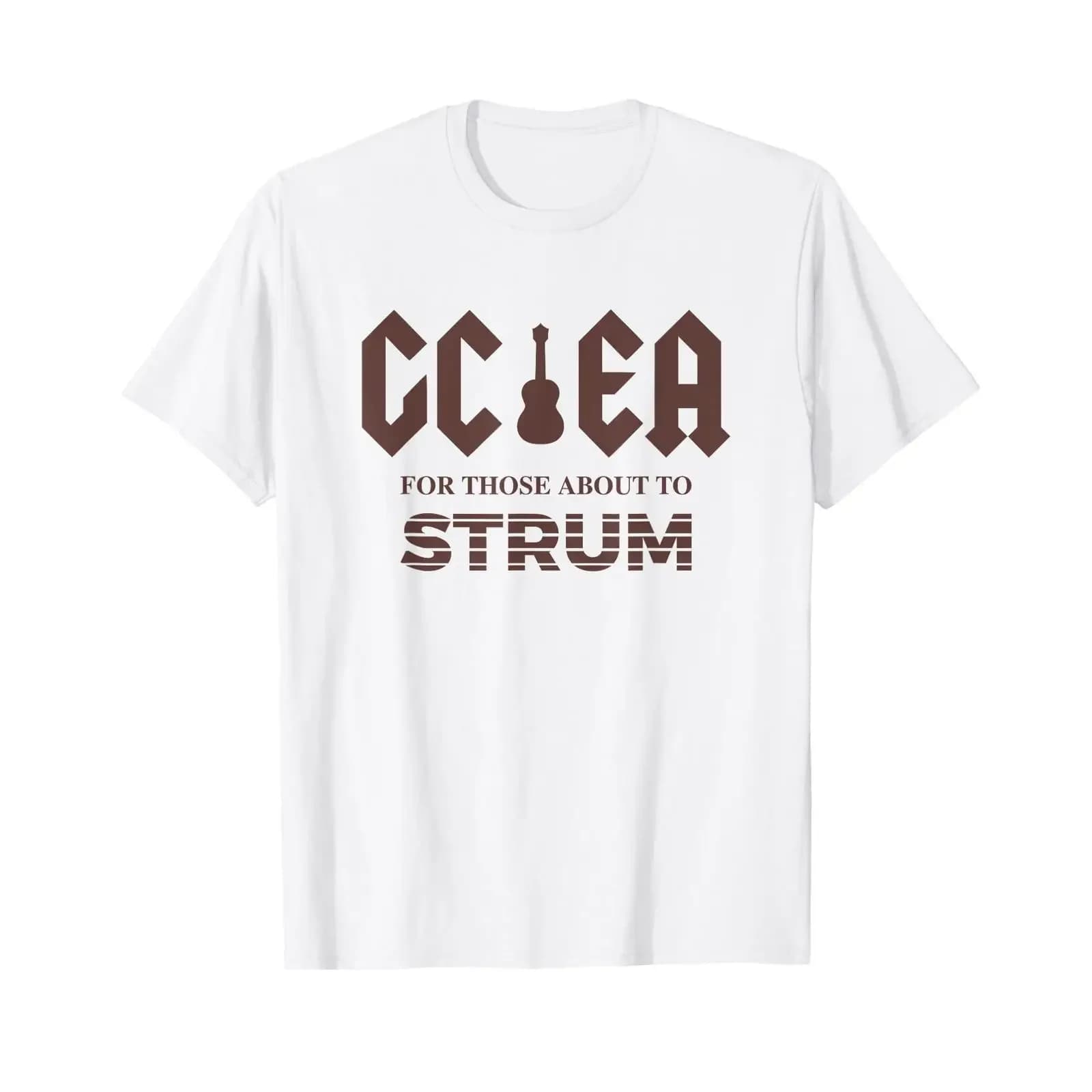 T-shirt GCEA For Those About To Strum Design Ukulele Rocker vintage lavata, abbigliamento firmato, grafica casual da uomo, morbida ed elasticizzata