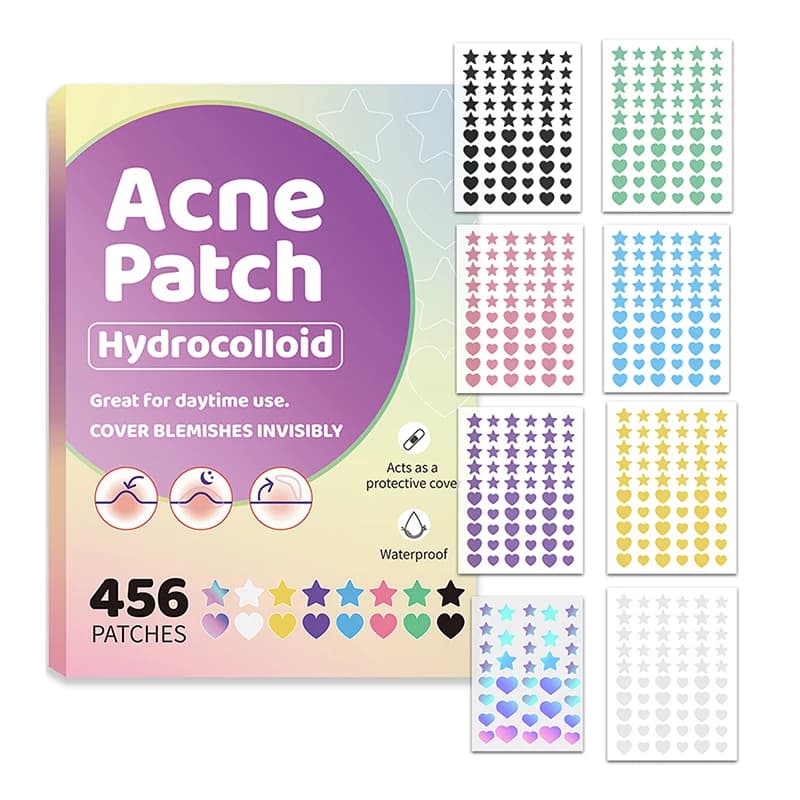 456 Pezzi Cerotti Colorati a Stella per Brufoli, Adesivi Invisibili per la Rimozione dell'Acne, Strumenti per il Trucco e la Cura della Pelle del Viso