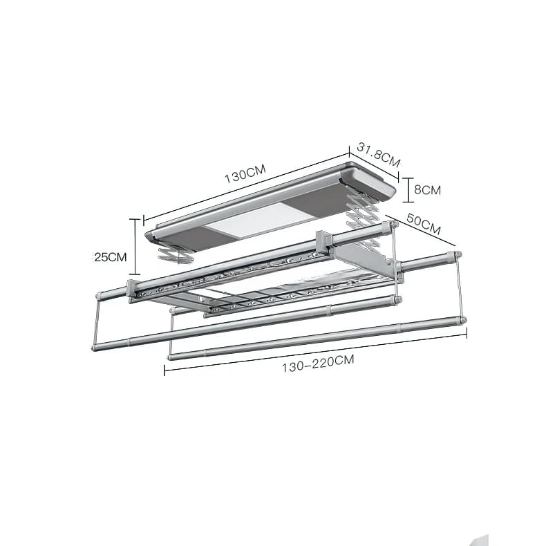 Smart Dryer 18w Automatic Retractable Clothes Line Electric Dryer Aluminum hanger 0-1,3 m 1.3 m