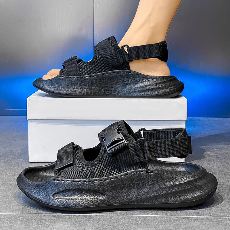 Men's Summer Trendy Outdoor Sports Sandals Anti-Slip Thick Bottom Heightening Driving Beach Slippers Comfortable Breathable
