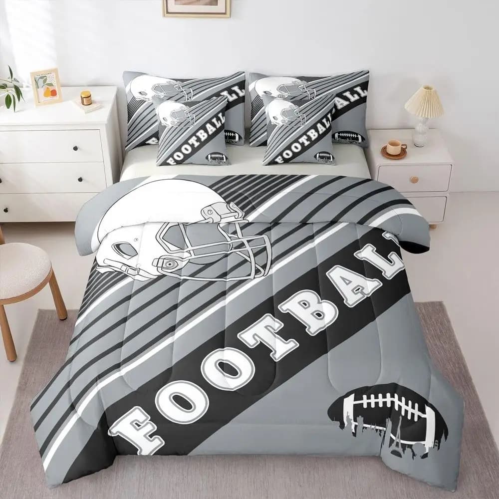 Set di Biancheria da Letto a Tema Sportivo 3D Completo con Piumone, Lenzuolo, Federe e Copricuscini - Set da 7 Pezzi Tutto in Uno