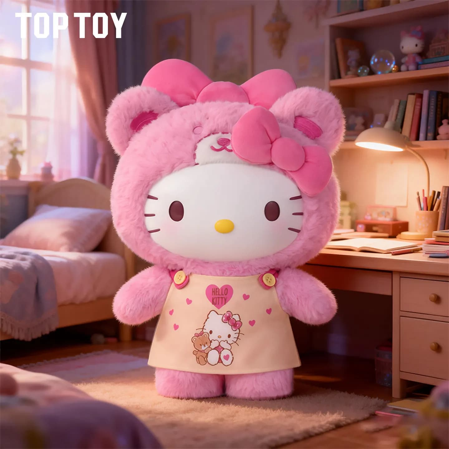 TOPTOY Hello Kitty Caramel Pajama Doll Peach Heart Pajama Doll Large Size Printed Soft Doll Gift Blind Box