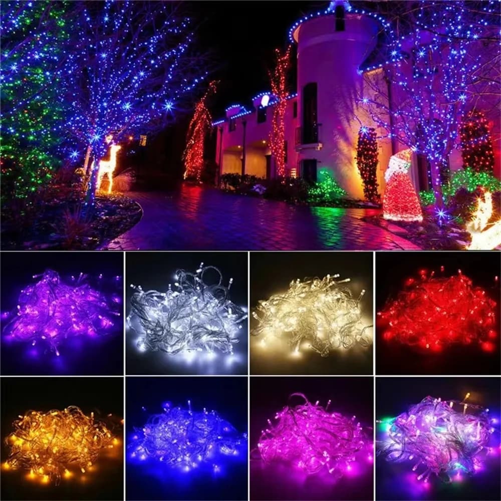 Vacanza all'aperto 100 luci a stringa LED 10M 220V 110V Natale Natale Decorazioni per feste di nozze Ghirlanda di illuminazione Luce natalizia