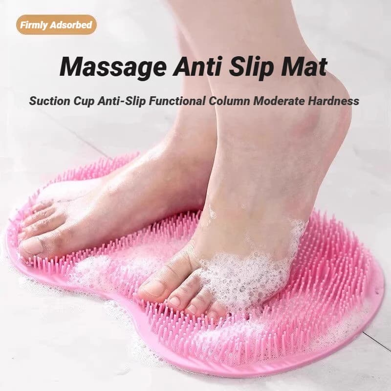 Multifunctional Silicone Anti Slip Shower Mat With Sucker Exfoliating Massage Tool For Foot Back Dead Skin Removal Bathroom Bath