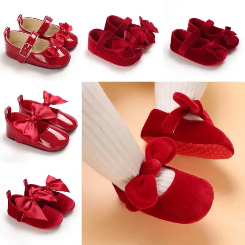 Scarpe da bambino rosse alla moda per scarpe da prima camminata casual nobili eleganti con fondo in tessuto per neonate