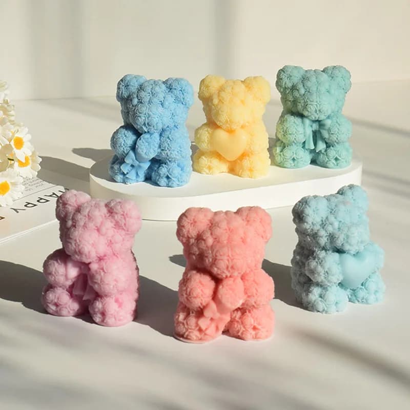 3D Bear Hug Love Silicone Candle Molds Diy Cute Bear Pet Candle Making Supplies Handmade Soap Plaster Resin Mold Home Decor Gift