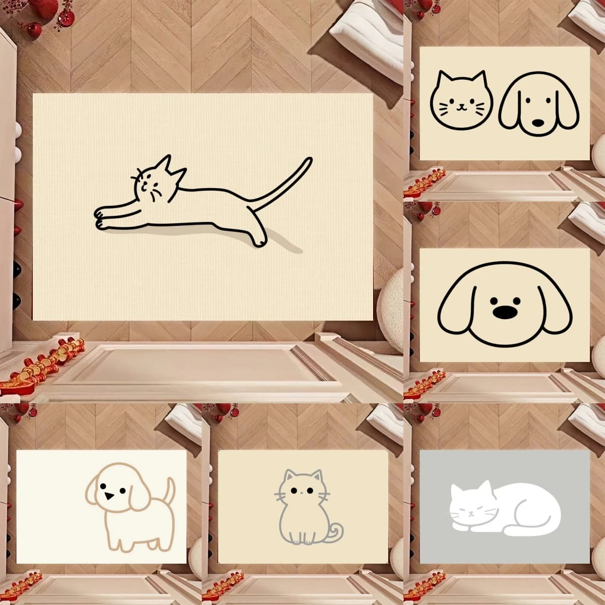 Simpatico animale domestico modello cartone animato zerbino gatto cane a tema tappeto interno tappetino antiscivolo per soggiorno camera da letto decorazioni per la casa