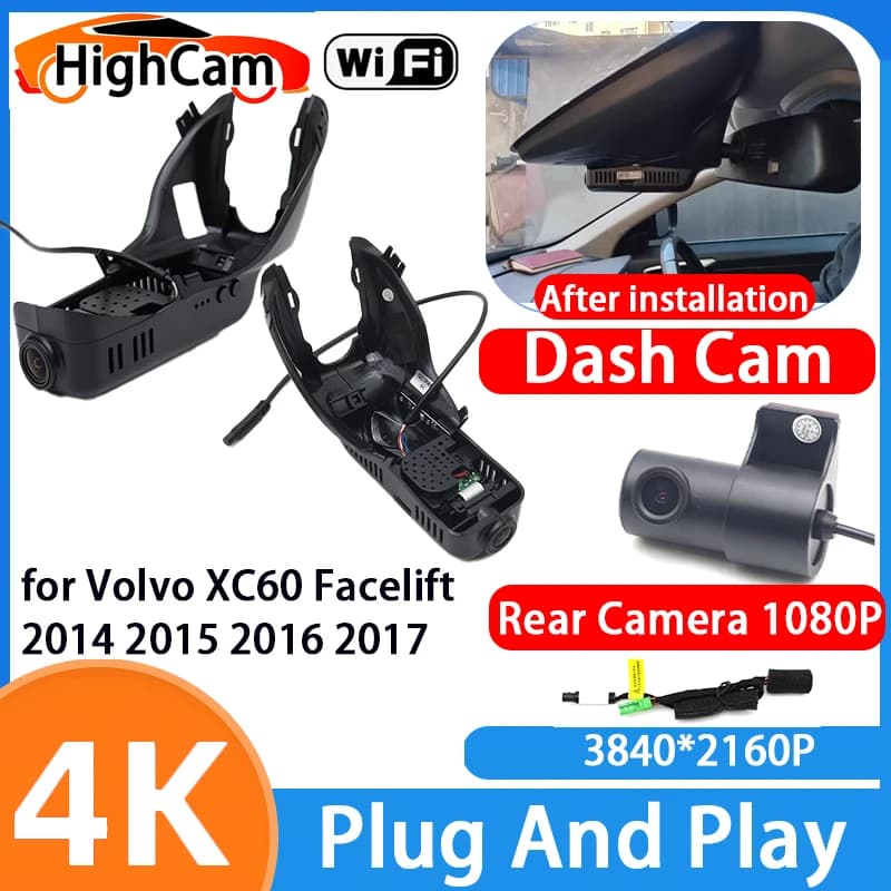 HighCam for Volvo XC60 Facelift 2014 2015 2016 2017 4K Wifi 2160P IMX335 OEM Car DVR Video Recorder Dash Cam Front Rear Camera