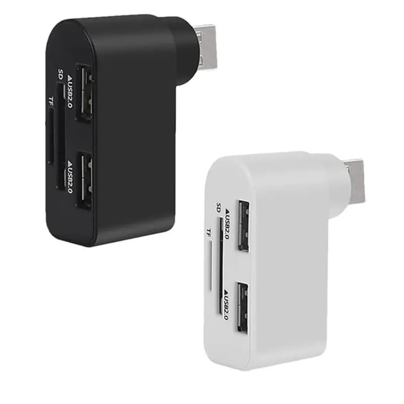Hub USB Girevole 4 in 1, Hub per Laptop, Hub USB Portatile con Rotazione a 180 Gradi, Docking Station USB (Nero+Bianco)-ABIU