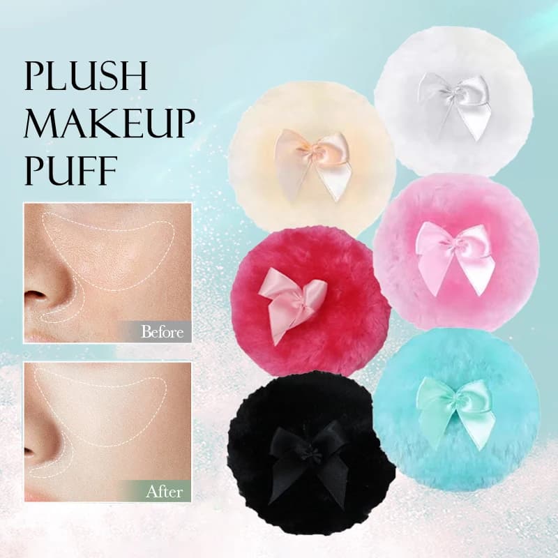 Spugnette Trucco in Peluche con Fiocco, Morbide e Soffici, per Cipria e Fondotinta, Accessorio di Bellezza