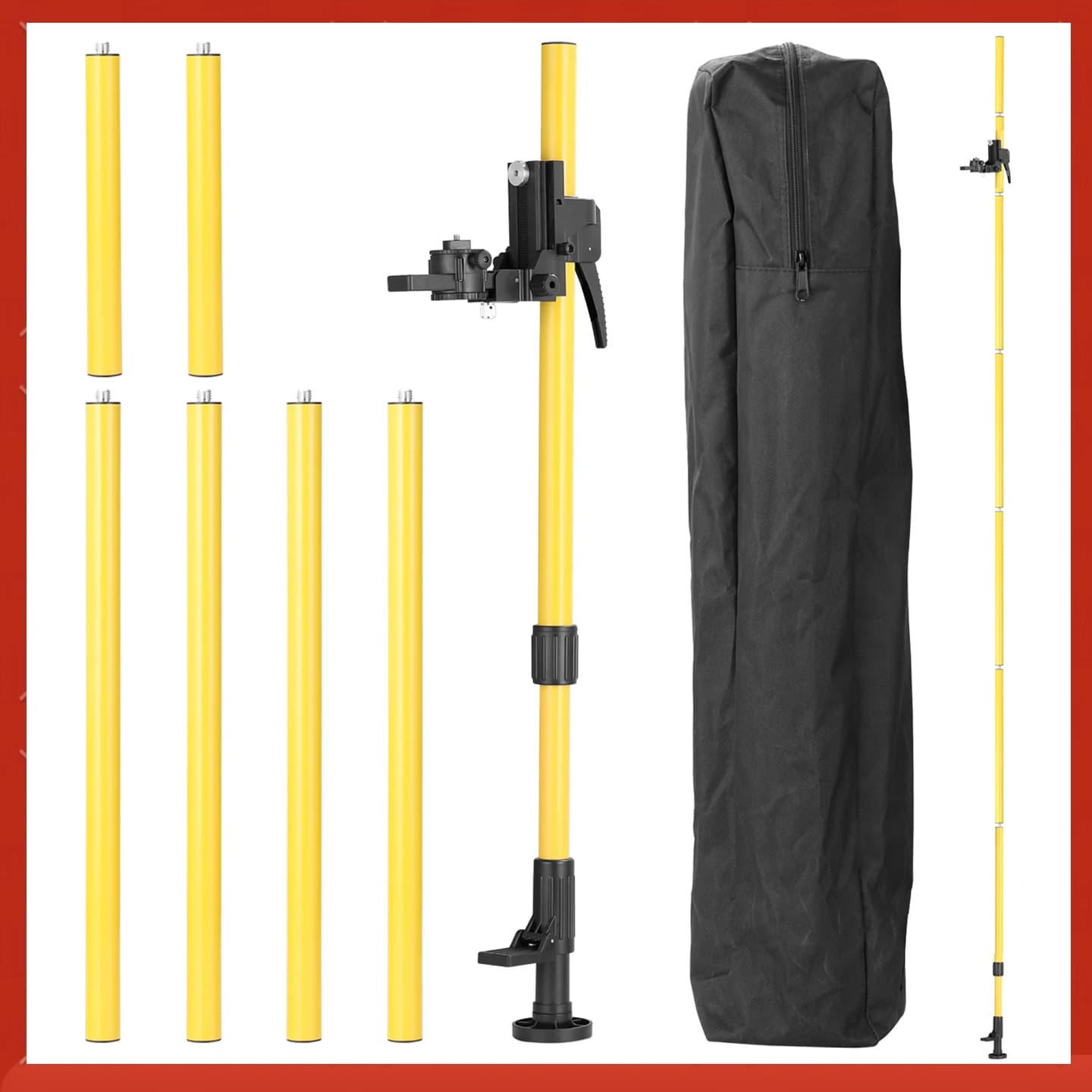 Staffa telescopica per barra di supporto livellatore linea regolabile in altezza massima 4,2 m Supporto per estensione sollevamento filettatura da 1/4 '' per set di staffe per livello laser