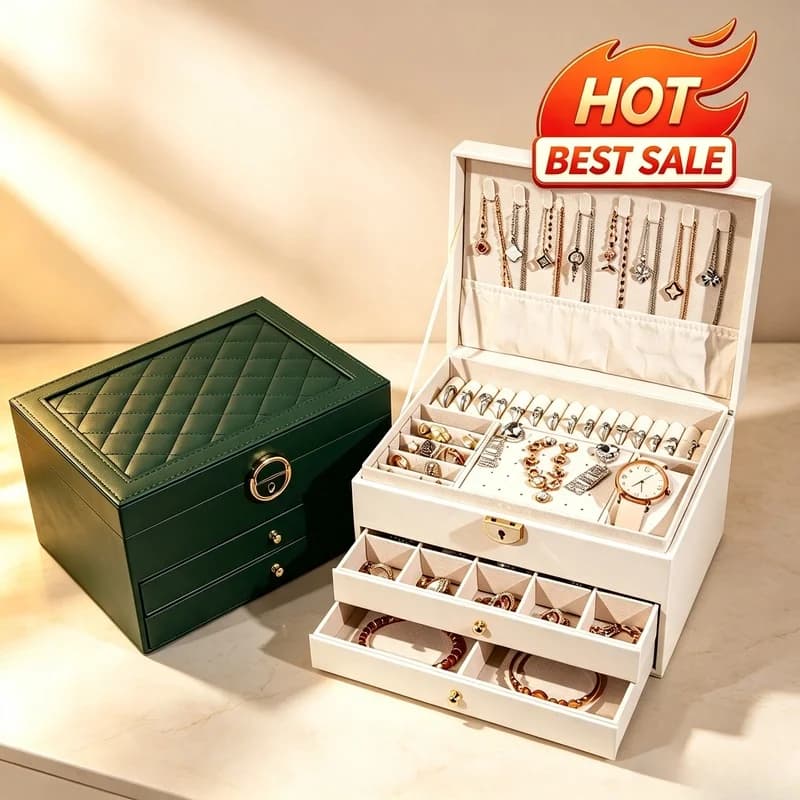 Large Capacity Drawer Type Multi Layer Jewelry Box High End Oxidation Finish Earring Necklace Household Storage Organizer