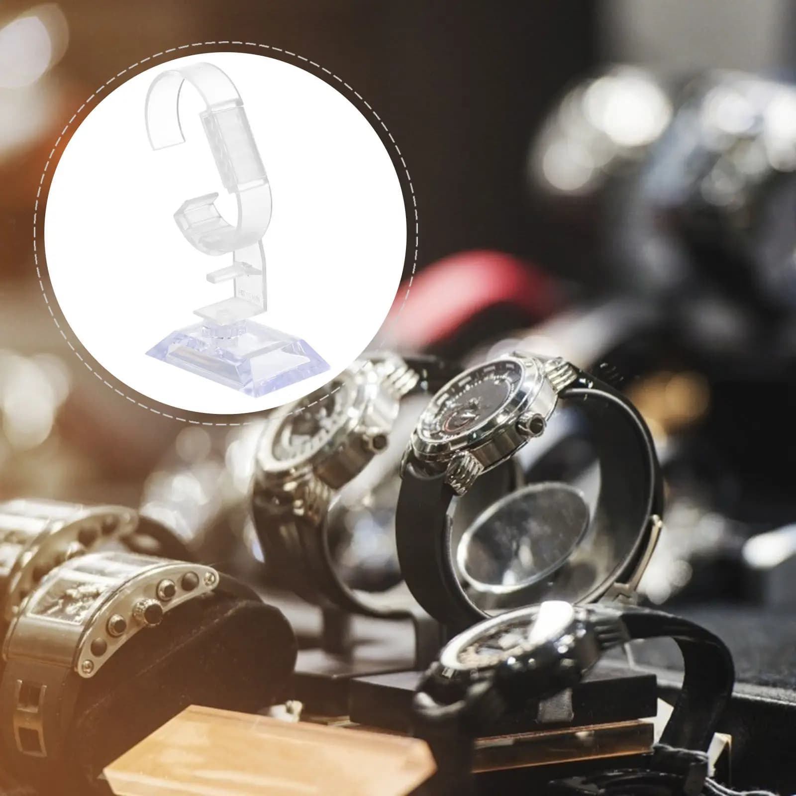 Espositore per Orologi da 10 Pezzi, Supporto Regolabile in Plastica a Forma di C per Orologi, Bracciali e Gioielli