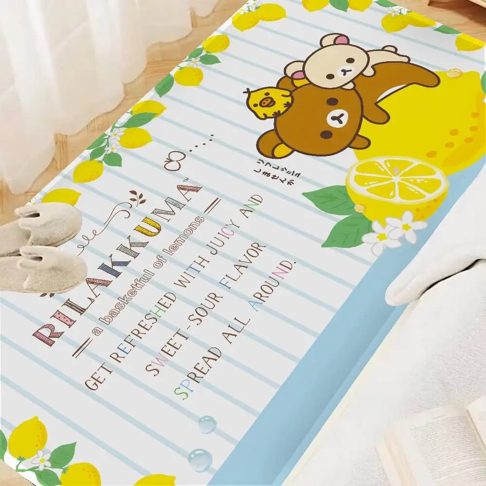 Kawaii Rilakkuma Bear Door Mat Nordic Style Bedroom Living Room Doormat Home Balcony Anti-Slip Alfombra