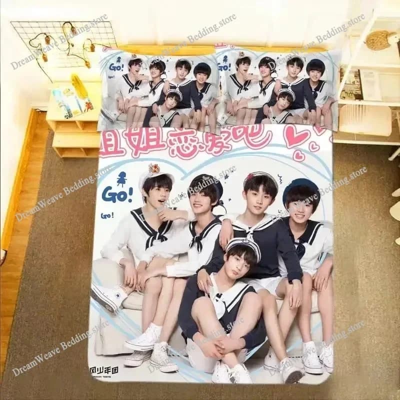 Fodera per cuscino TNT + copripiumino in maglia singola Song Yaxuan Ding Chengxin Liu Yaowen Zhang Zhenyuan Ma Jiaqi Set biancheria da letto matrimoniale963