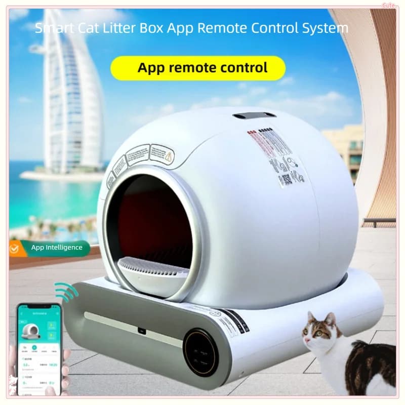 Lettiera per gatti intelligente, autopulente automatica con controllo APP, grande toilette per gatti chiusa senza odori