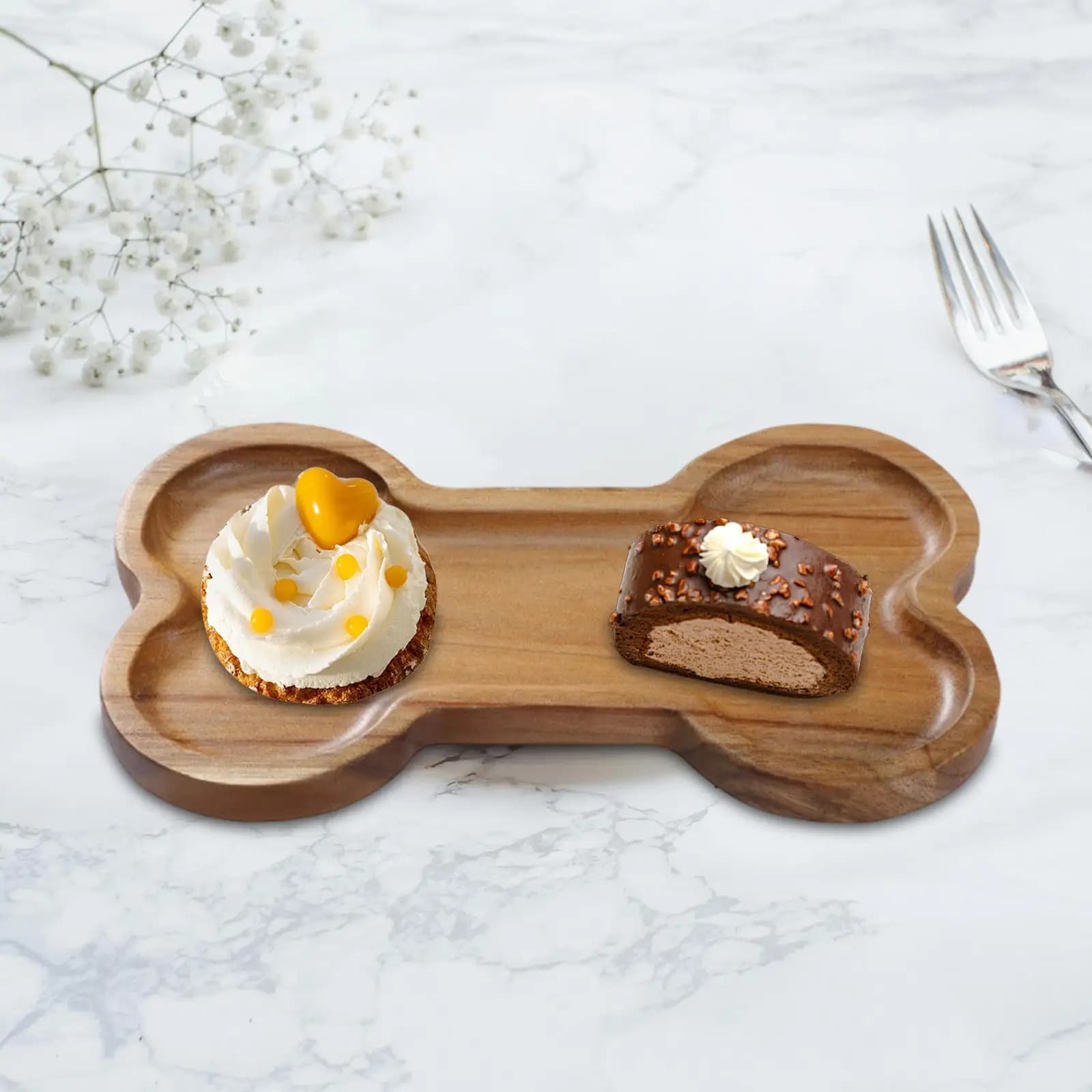 Grazioso Vassoio in Legno, Piccolo Piatto per Dessert, Piatto per Frutta Secca, Decorazione da Tavola per Tea Party e Colazione