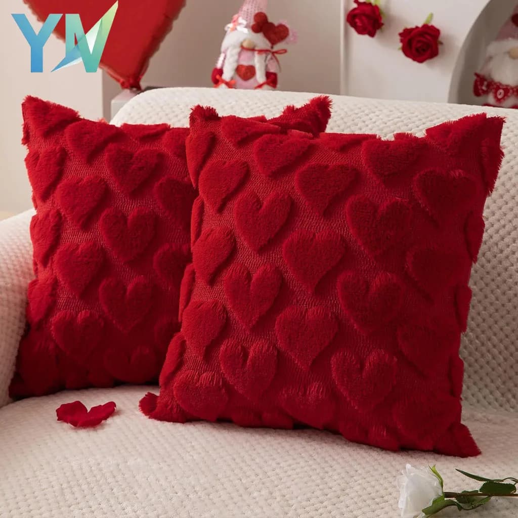 Federa per cuscino in peluche per San Valentino, cuscino jacquard con ricamo a cuore, divano del soggiorno, festival, federa decorativa per cuscino