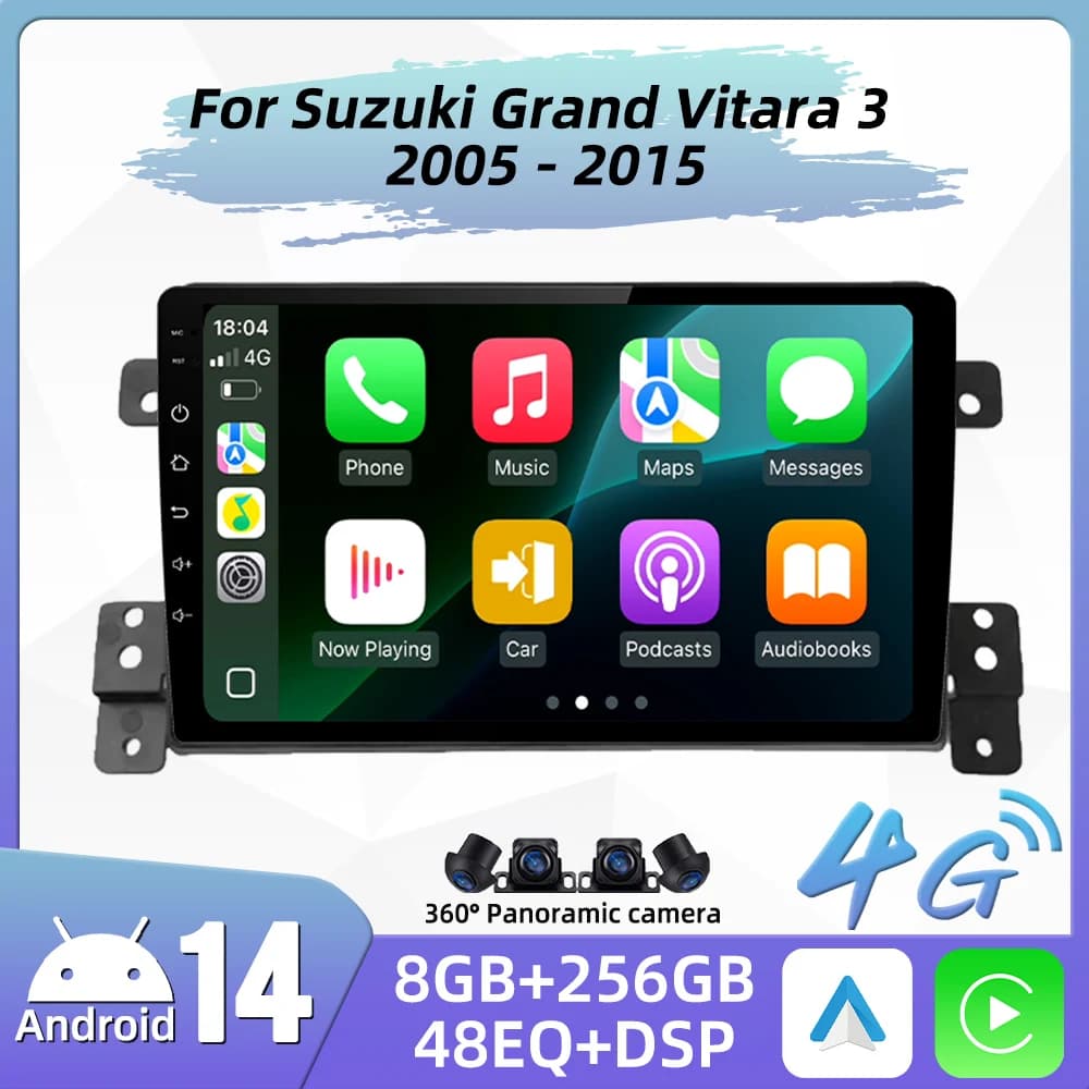 Lettore multimediale per auto per Suzuki Grand Vitara 2005 - 2015 Autoradio Android Carplay Navigazione GPS automatica Touch Stereo 2 Din FM