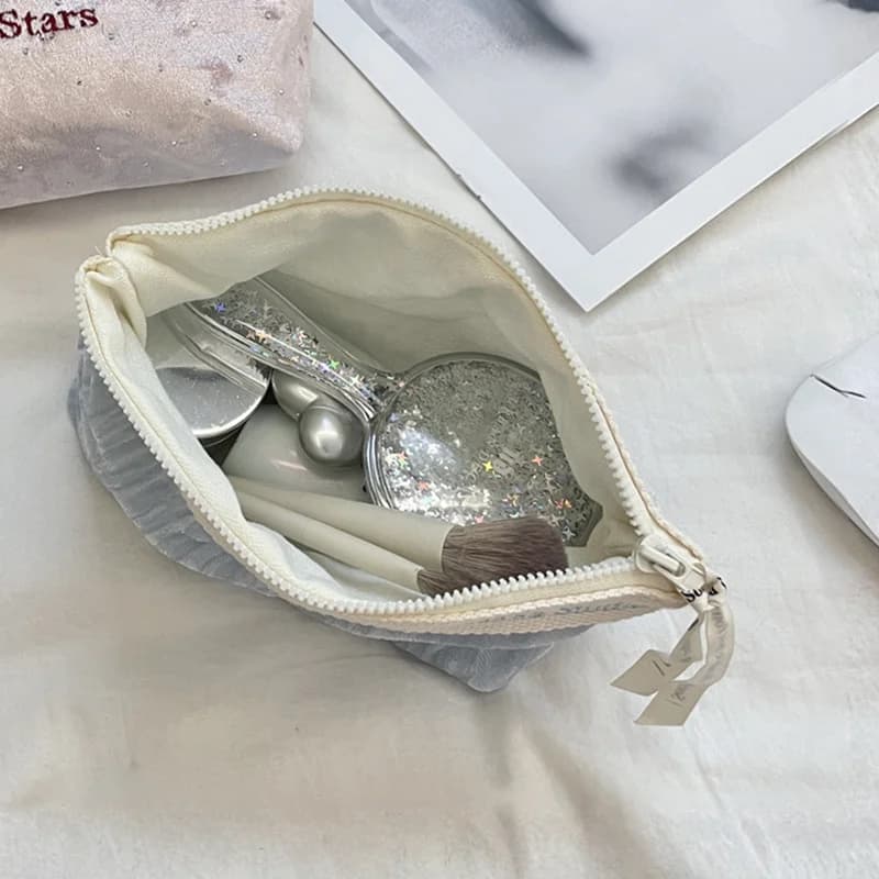 Borsa per cosmetici da donna Borsa da toilette per riporre il lavaggio da viaggio per donna Borsa per organizer per trucco in velluto sottile