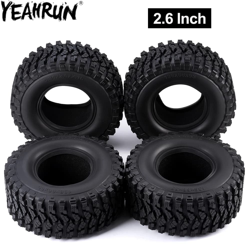 YEAHRUN 2.6Inch Rubber Tyre Wheel Tires OD 136MM for 1/7 1/8 RC Climbing Car MK07 MJX SCX10 TRX4 RBX10 Upgrade Parts