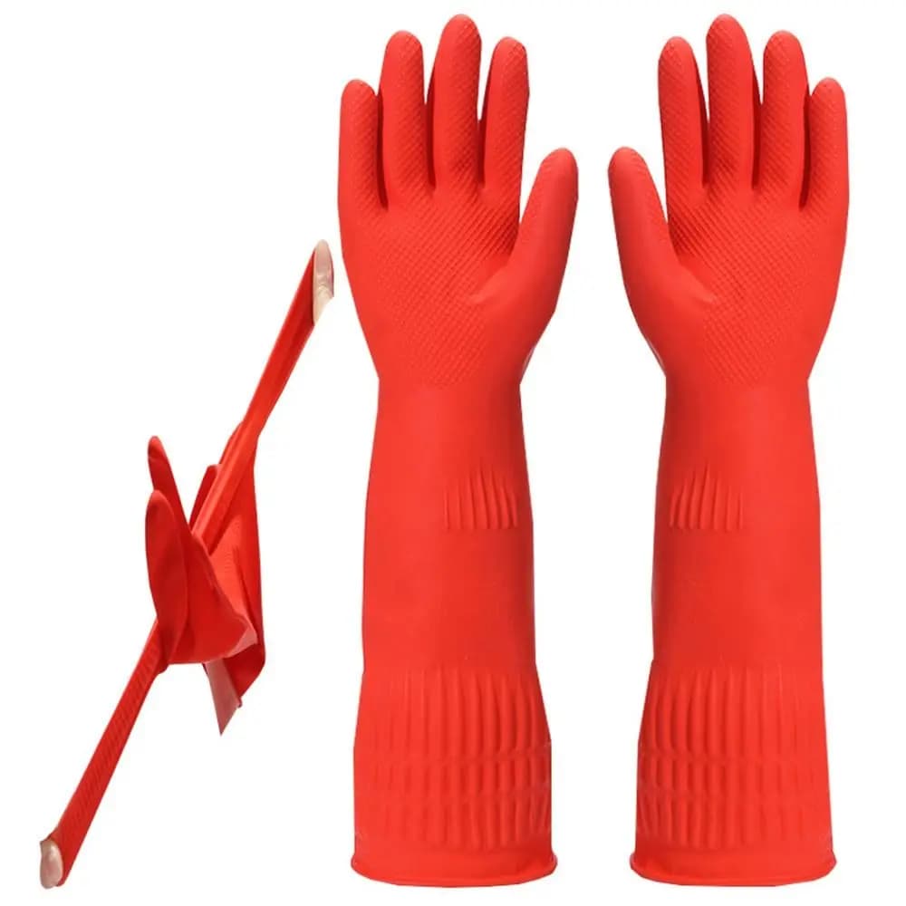 1 paio di guanti in gomma resistenti impermeabili, guanti protettivi extra lunghi resistenti agli agenti chimici, resistenti agli oli acidi e spessi
