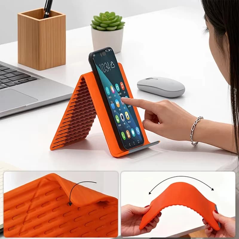Supporto flessibile per telefono, supporto pieghevole in silicone per tablet e laptop, supporto universale portatile e regolabile per viaggi, ufficio e casa