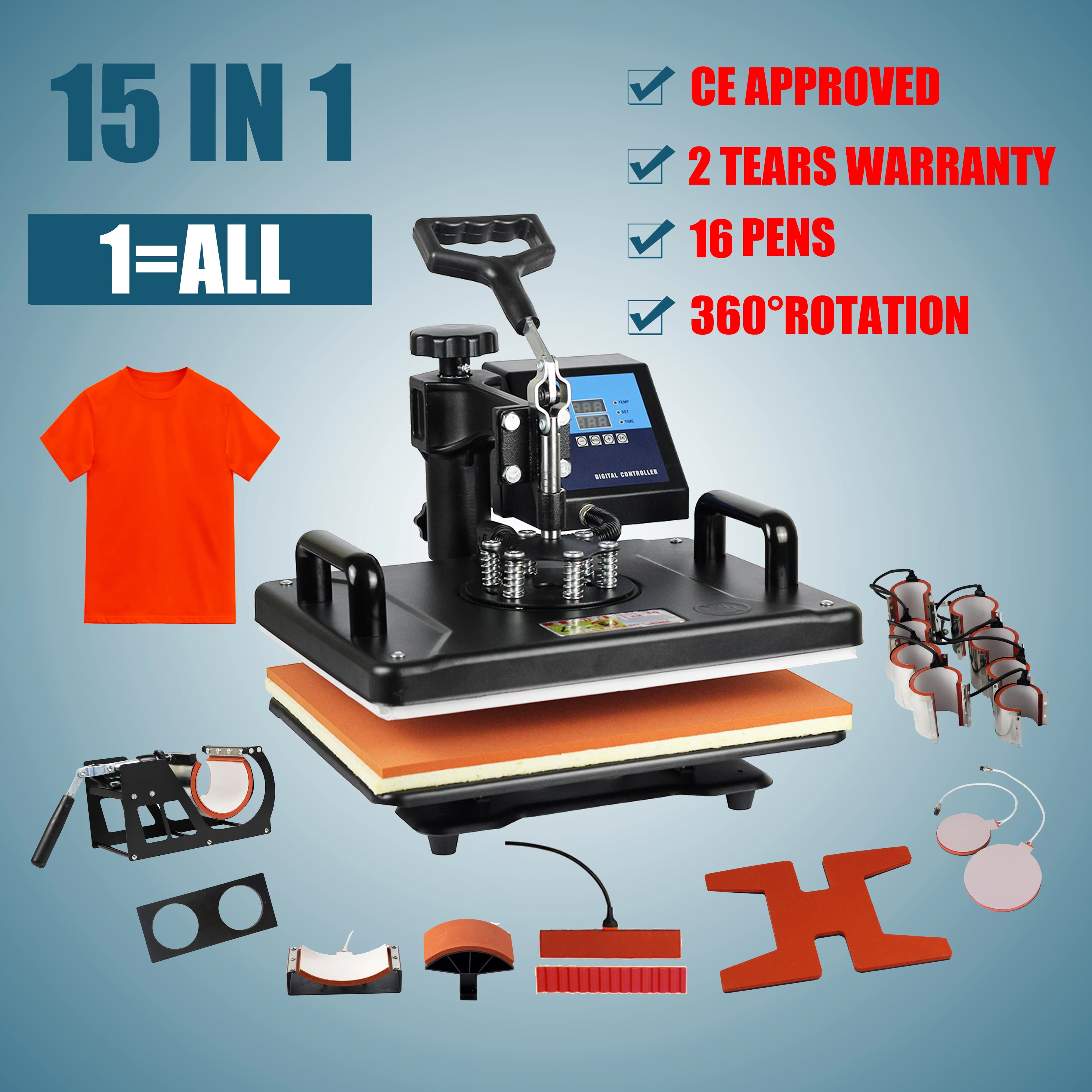 15-in-1 Multifunctional Sublimation Heat Press Machine T-Shirt Heat Transfer Printer for Mug Cap Football Bottle Pen Shoes