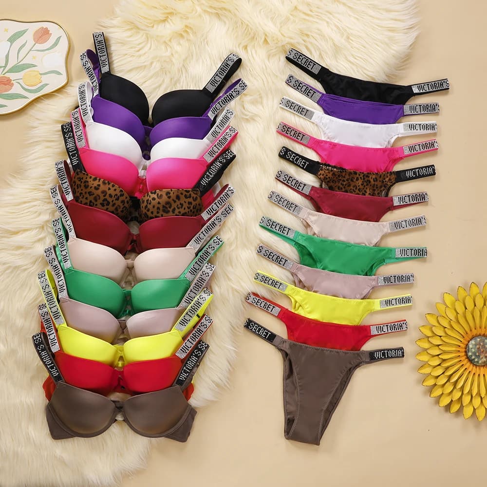 Set di Lingerie V, Set Intimo Donna, Reggiseno e Mutandine in Pizzo, Bralette Push-Up Senza Cuciture, Comodo e Traspirante, Set per Casa