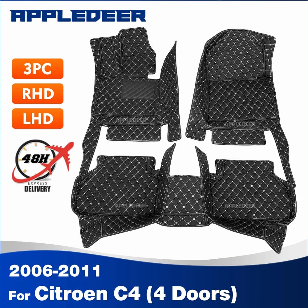 Tappetini per auto per Citroen C4 (4 porte) 2006-2011 2010 2009 2008 2007 Tappetini personalizzati per auto Accessori interni
