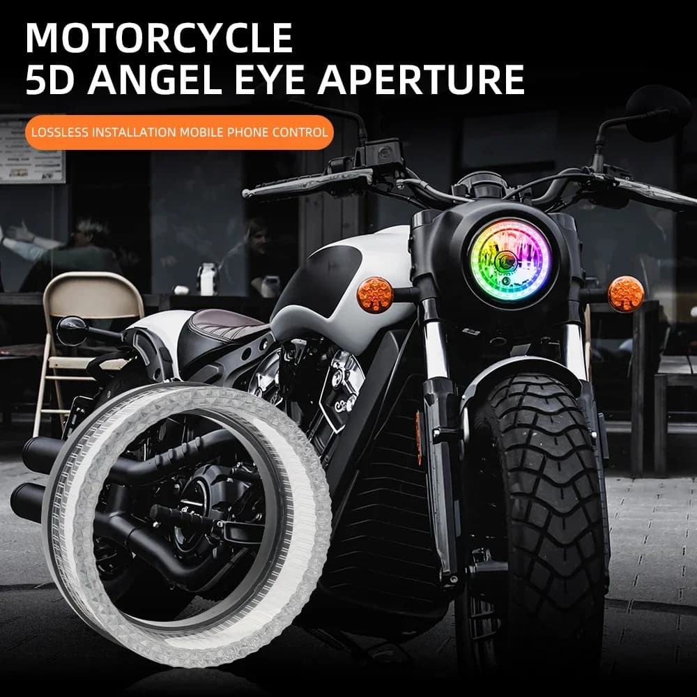 Angel Eyes LED Headlights for Motorcycles, Decorative Lights for Cars, Colorful Luminous Rings, Round and Square Angel Eyes