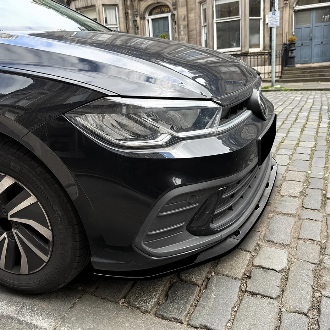 Car Front Bumper Lip Spoiler Diffuser Splitters BodyKit Aprons Cover Trim For Volkswagen Polo MK6.5 Standard Edition 2022-2025