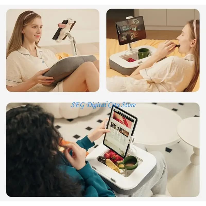 U75B Foldable Laptop Tablet Stand with Drink Holder and Storage Space Convenient Design for Home Travel Office Use